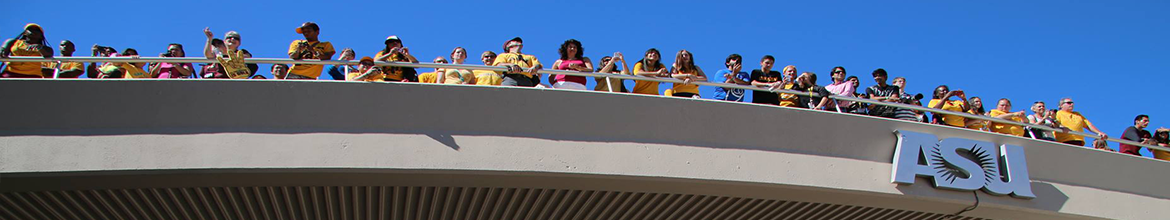 ASU students on top of University Bridge